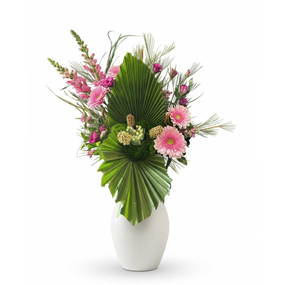 זר פרחים מניפת אהבה אקזוטית