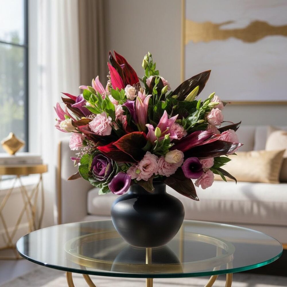 זר פרחים פיתוי סגול