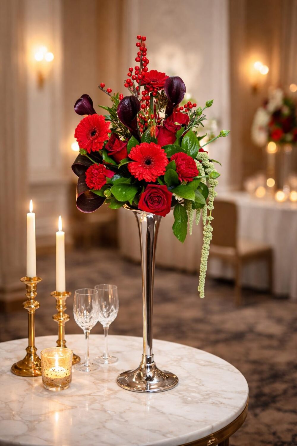 סידור פרחים אדום יוקרתי ליום האהבה