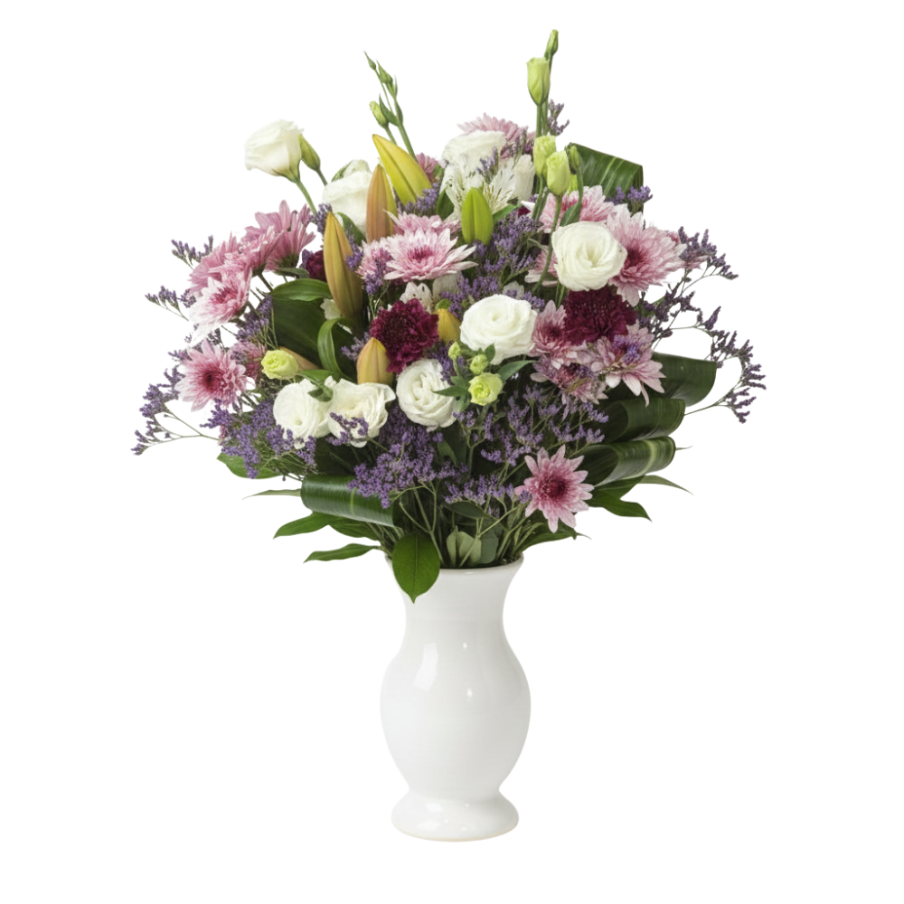 זר רומנטי ורוד לבן ליום האהבה